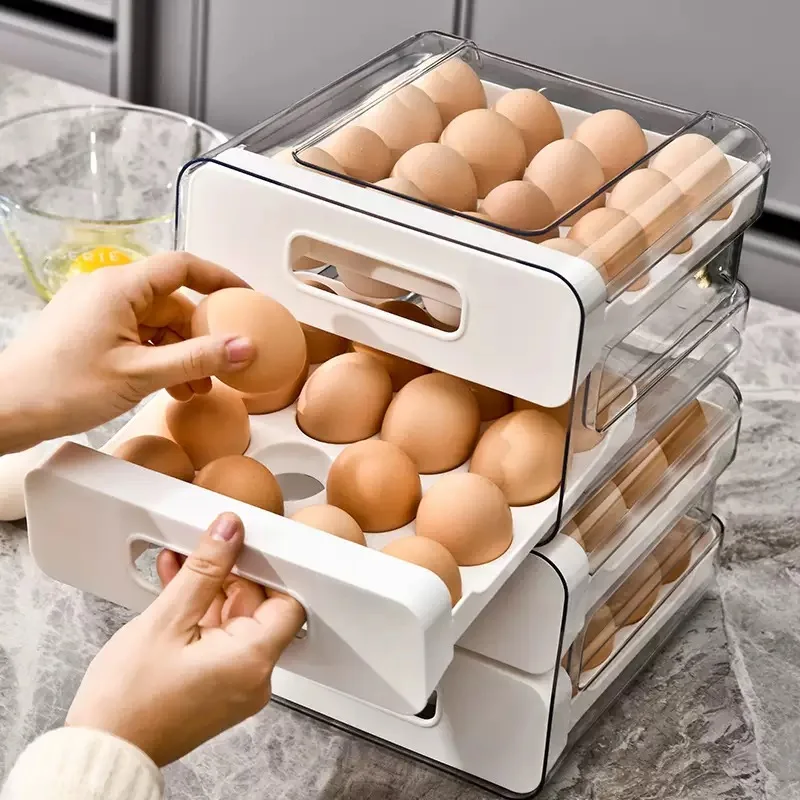Multi Layer Drawer Egg Storage Container, Kitchen Refrigerator Special Egg Organizer Rack