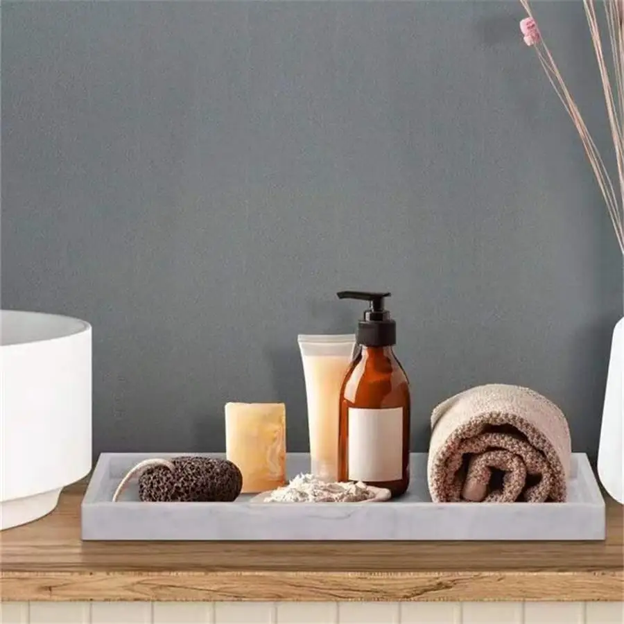 1Pc Bathroom Vanity Silicone Tray, Rectangular Dish Soap and Sponge Holder, Vanity Perfume Organizer, Makeup Ring Storage Tray