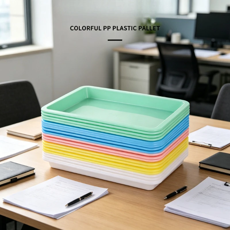 6pcs Brightly Colored Plastic Tray , Durable and Stackable Serving Trays for Snacks, Meals, Arts & Crafts, and Home Organization