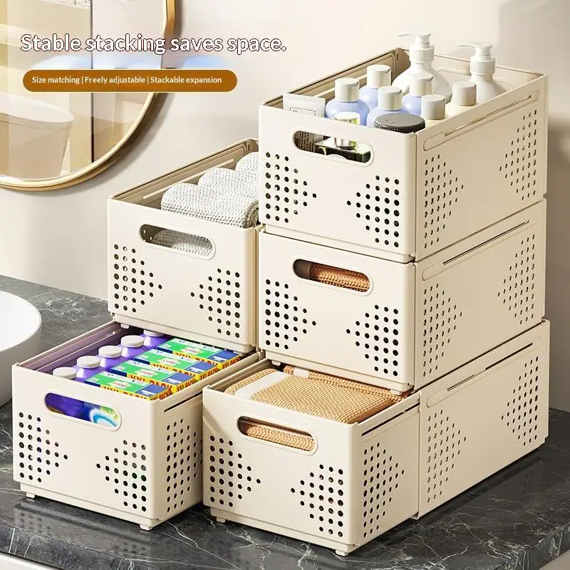 Retractable Plastic Cabinet Storage Box Stackable Expandable Organizer For Kitchen Pantry