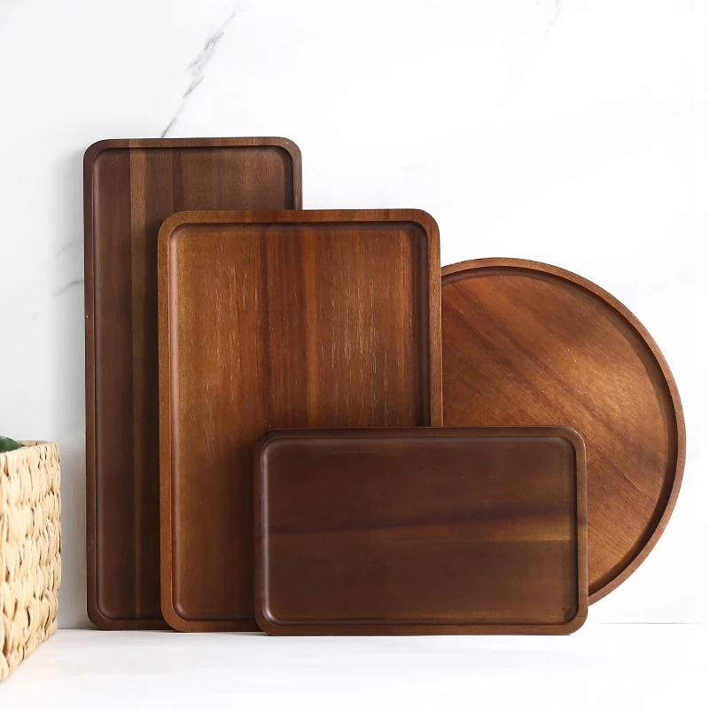 Walnut Coffee Tray Large Size Food Cup Wooden Plate Dinner Cake Bread Solid Wooden Tray Decorative Kitchen Accessories