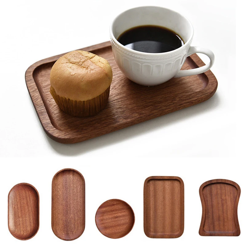 Walnut Coffee Tray Large Size Food Cup Wooden Plate Dinner Cake Bread Solid Wooden Tray Decorative Kitchen Accessories