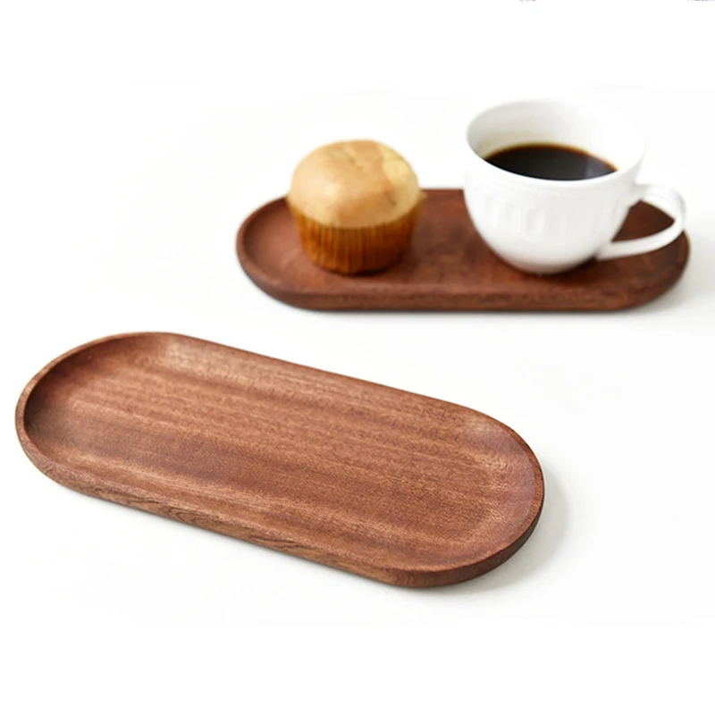 Walnut Coffee Tray Large Size Food Cup Wooden Plate Dinner Cake Bread Solid Wooden Tray Decorative Kitchen Accessories