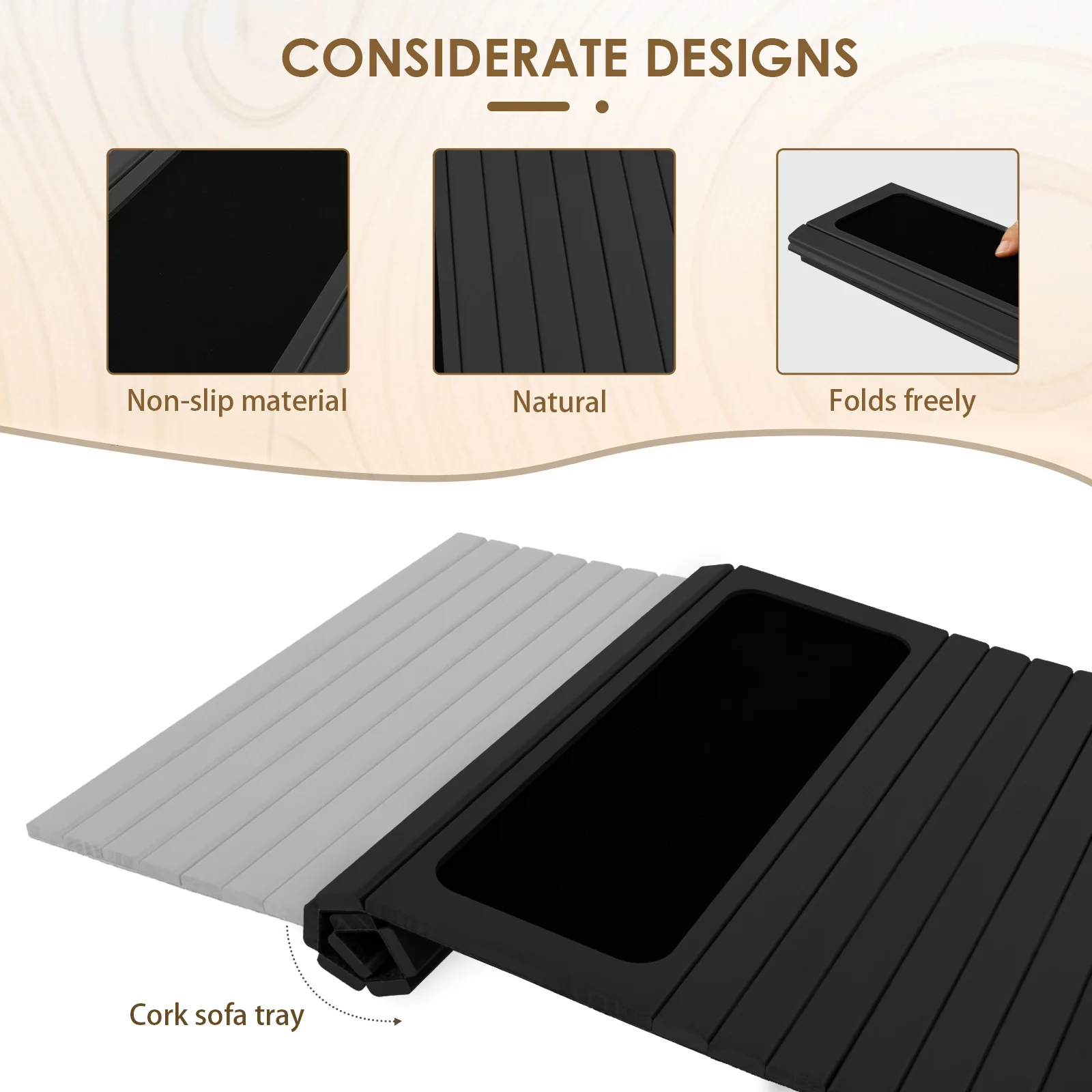 Wood Sofa Arm Tray Sofa Tray in Folding Design Sturdy and Robust Sofa Tray Convenient Sofa Tray for Storage Sofa Tray Home