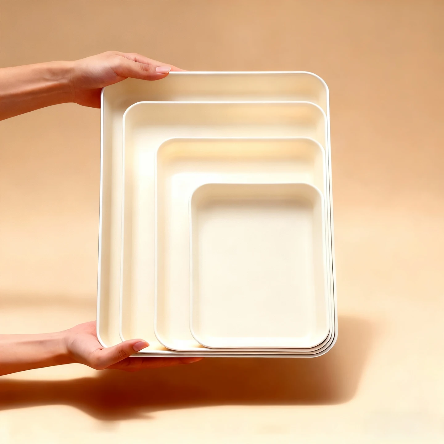 WORTHBUY Rectangular Plastic Food Serving Tray Large Capacity Dessert Fruit Tray Multi-Purpose Deepen Storage Tray For Kitchen