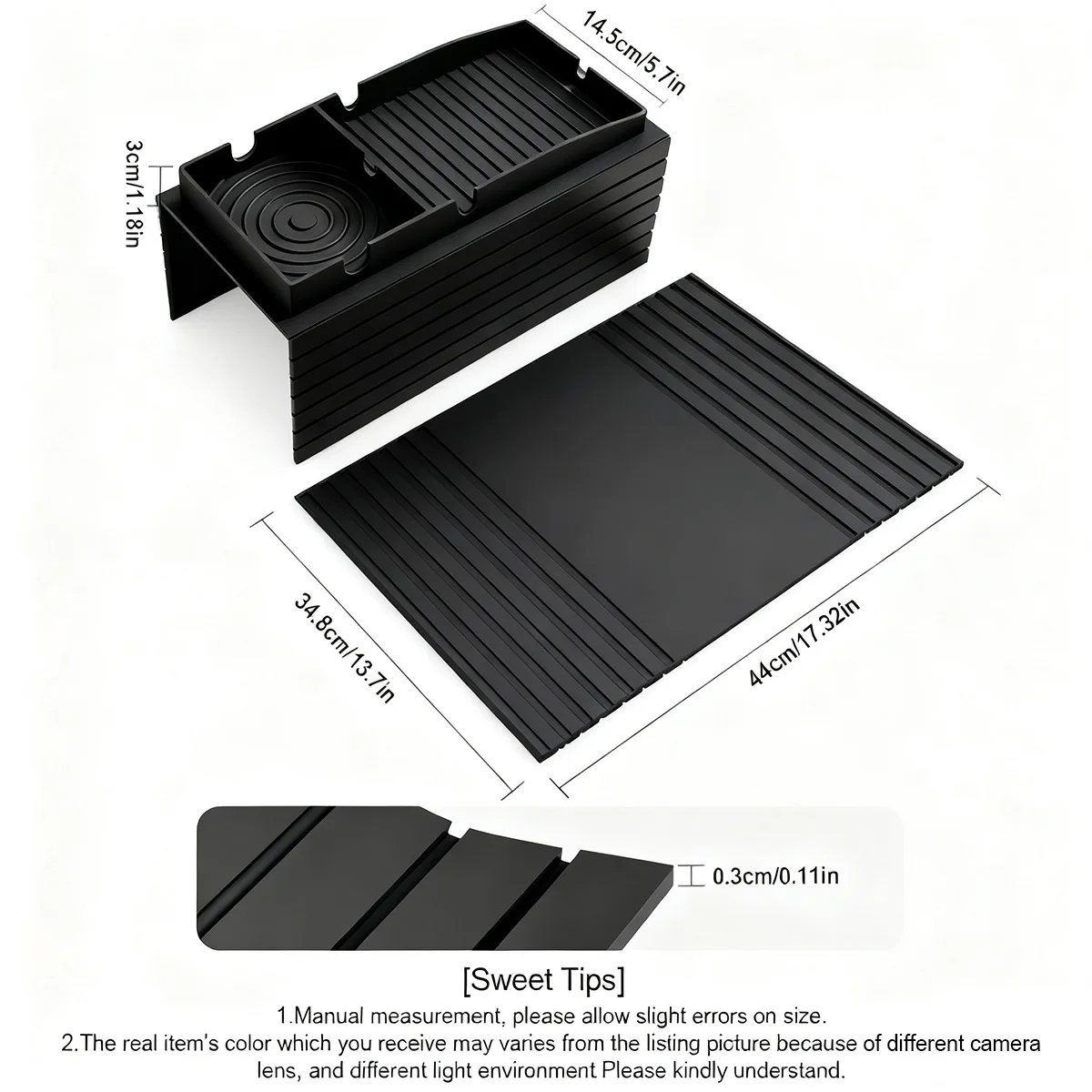 Couch Cup Holder Tray, Integrated Couch Arm Trays, Silicone Chair Clip on Tray, Armrest Tray for Snacks, Remote and Phones