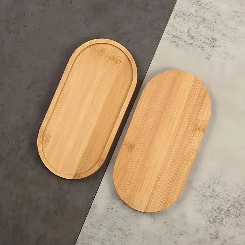 Storage Tray Bamboo Tea Cup Mat Jewelry Storage Rack Succulent Tray DIY Coaster Home Bathroom Kitchen Storage Trays