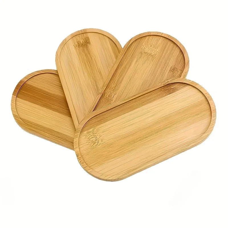 Storage Tray Bamboo Tea Cup Mat Jewelry Storage Rack Succulent Tray DIY Coaster Home Bathroom Kitchen Storage Trays