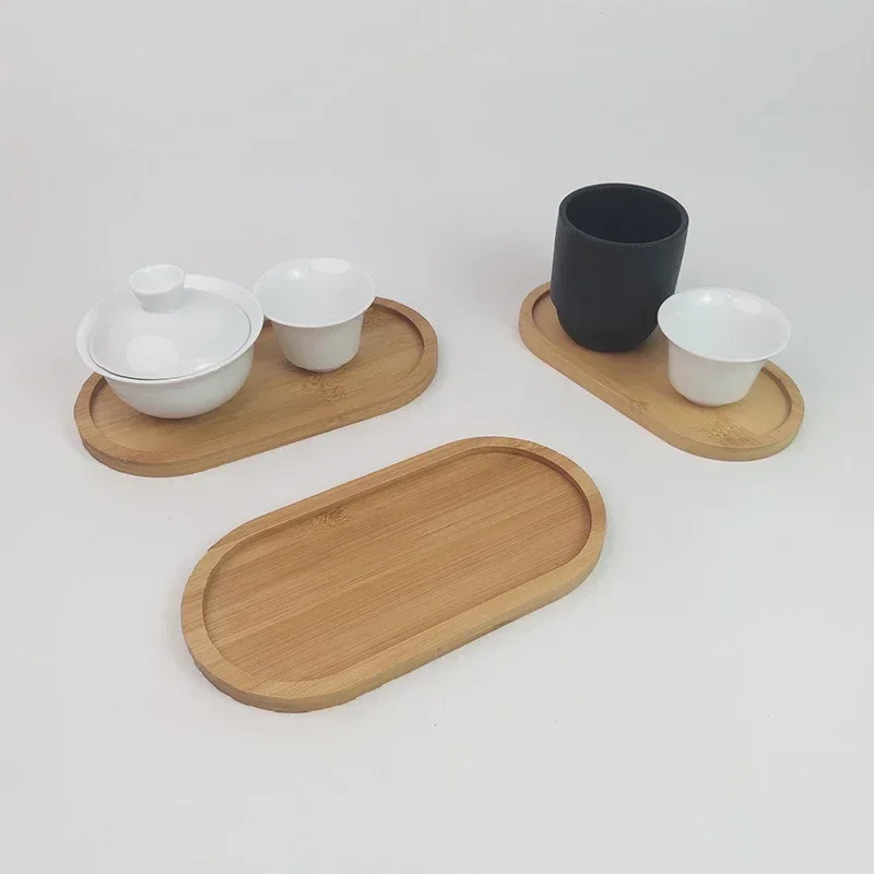 Storage Tray Bamboo Tea Cup Mat Jewelry Storage Rack Succulent Tray DIY Coaster Home Bathroom Kitchen Storage Trays