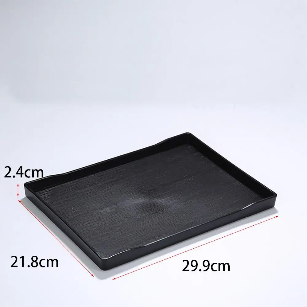 Multi-Purpose Wood Grain Black Tray Plastic Rectangle Serving Trays Decorative Tray Bed Table Tray Kitchen Decoration Tools