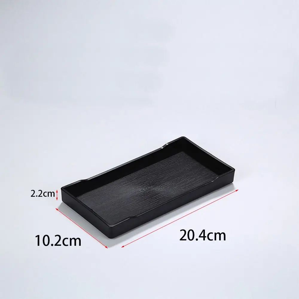 Multi-Purpose Wood Grain Black Tray Plastic Rectangle Serving Trays Decorative Tray Bed Table Tray Kitchen Decoration Tools