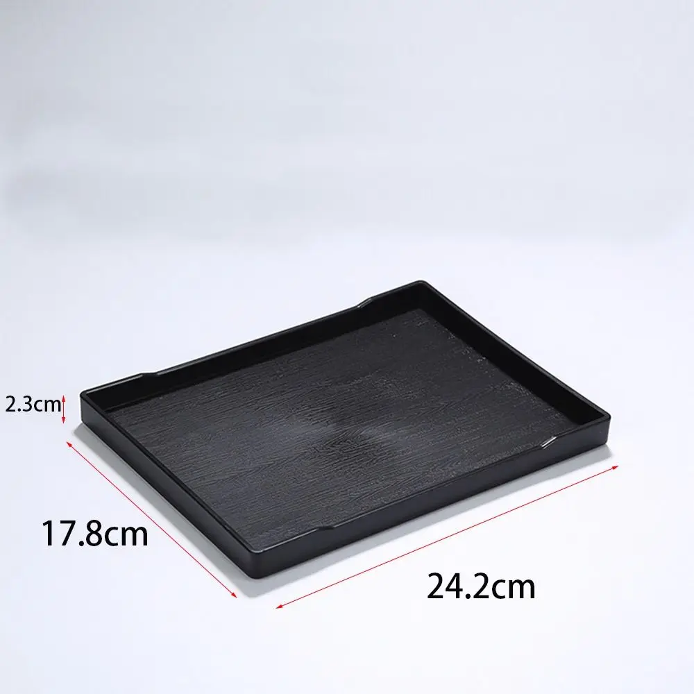 Multi-Purpose Wood Grain Black Tray Plastic Rectangle Serving Trays Decorative Tray Bed Table Tray Kitchen Decoration Tools