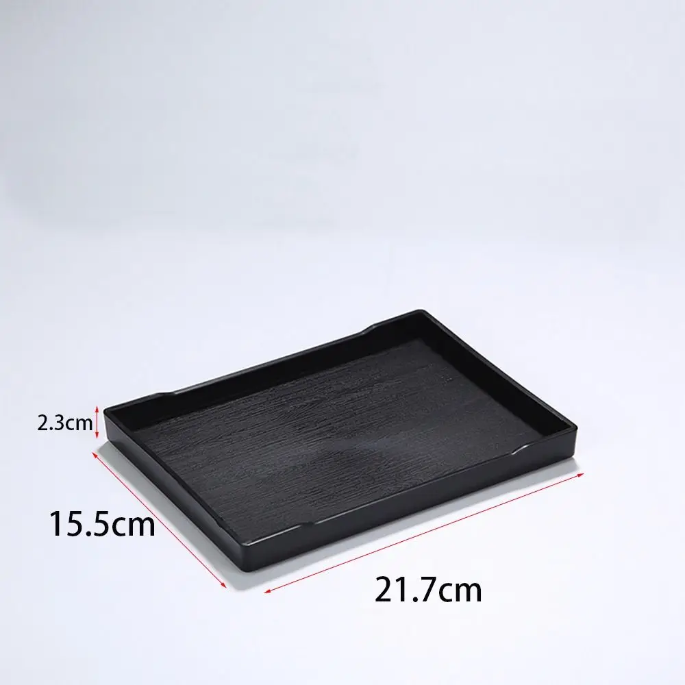 Multi-Purpose Wood Grain Black Tray Plastic Rectangle Serving Trays Decorative Tray Bed Table Tray Kitchen Decoration Tools