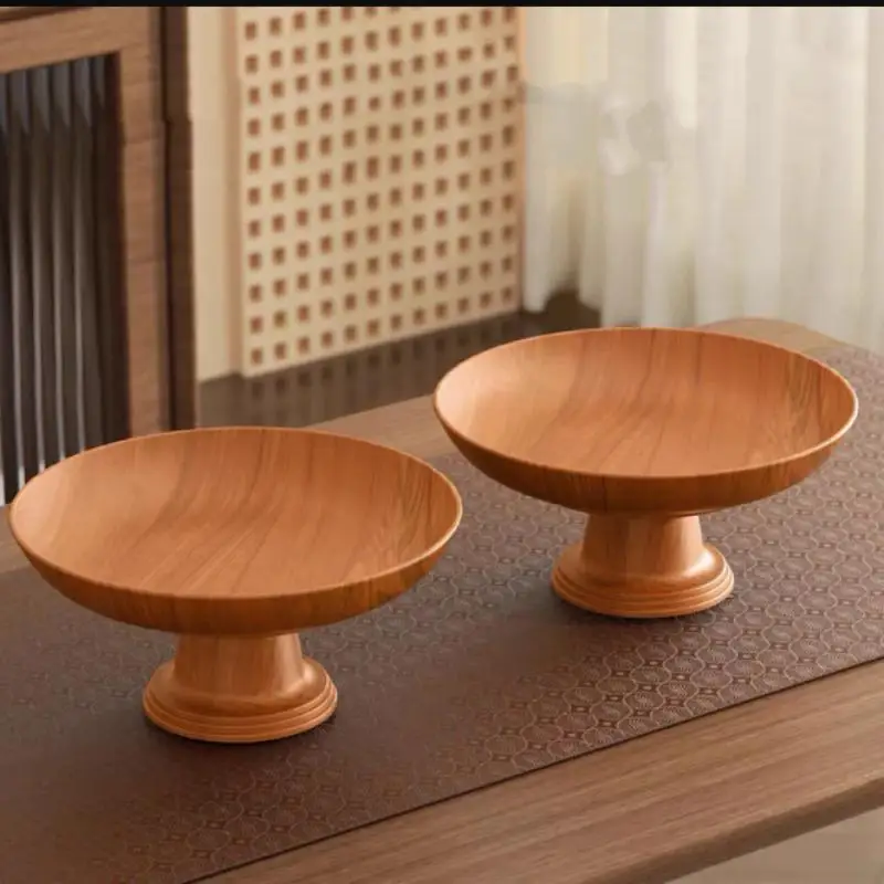 New Nordic Retro Wood Snack Fruit Tray Detachable Fruit Plate High-Foot Plate Home Desktop Storage Rack