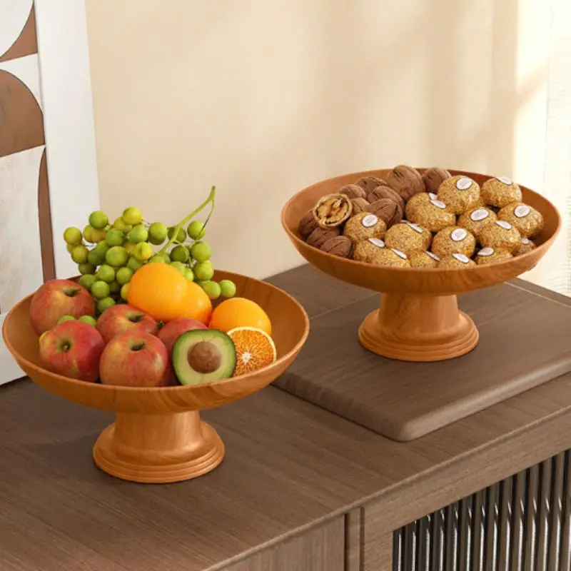 New Nordic Retro Wood Snack Fruit Tray Detachable Fruit Plate High-Foot Plate Home Desktop Storage Rack