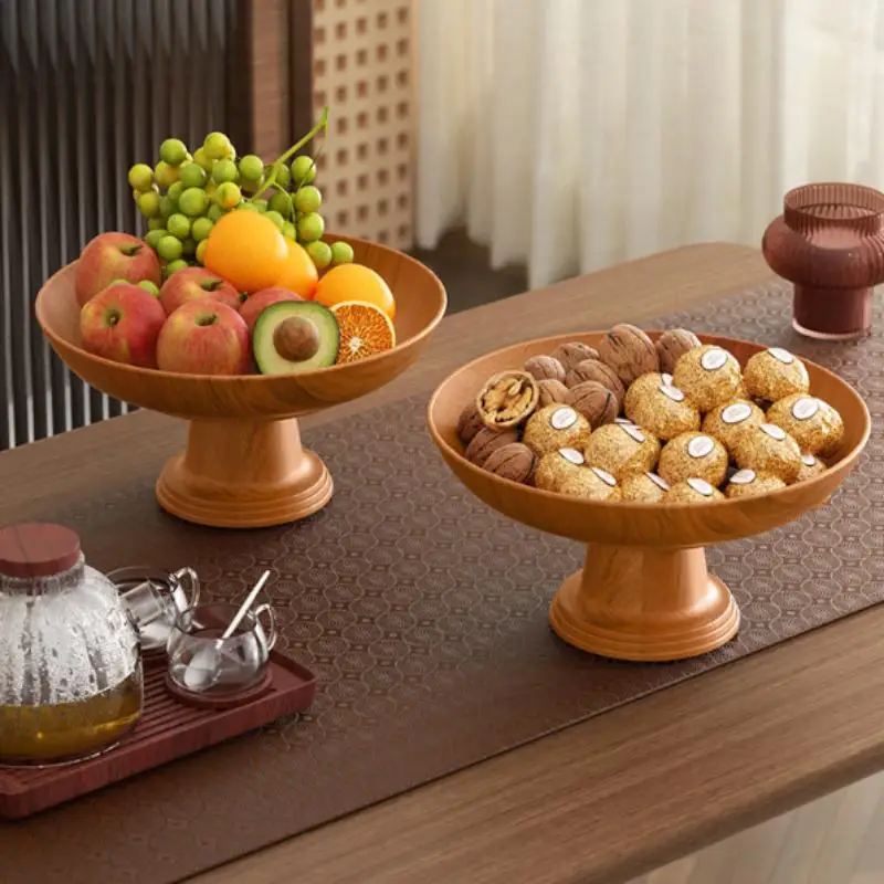 New Nordic Retro Wood Snack Fruit Tray Detachable Fruit Plate High-Foot Plate Home Desktop Storage Rack