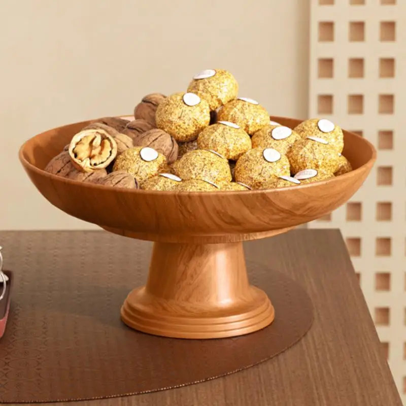 New Nordic Retro Wood Snack Fruit Tray Detachable Fruit Plate High-Foot Plate Home Desktop Storage Rack