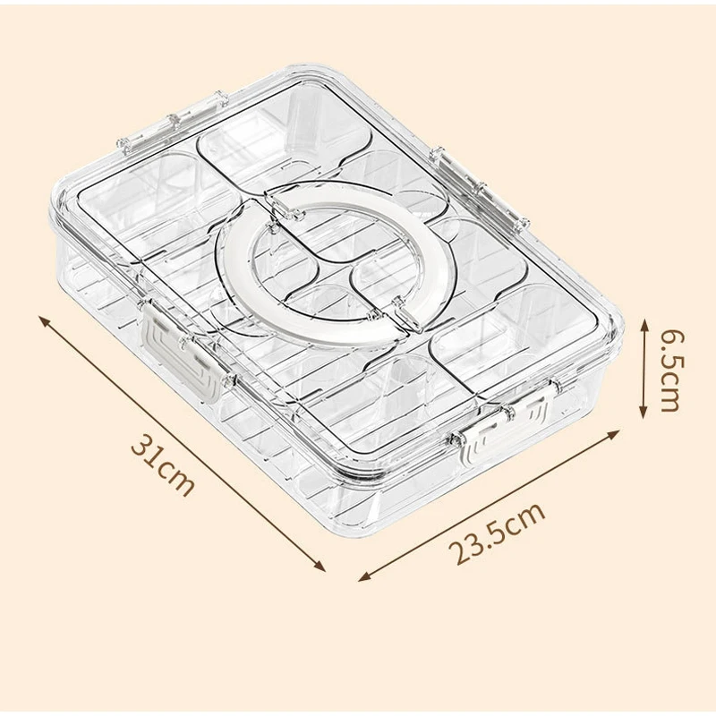 8-Grid Divided Plate with Lid Food Storage Box Snack Box Fruit Storage Container Candy Fruits Nuts Clear Refrigerator Organizer