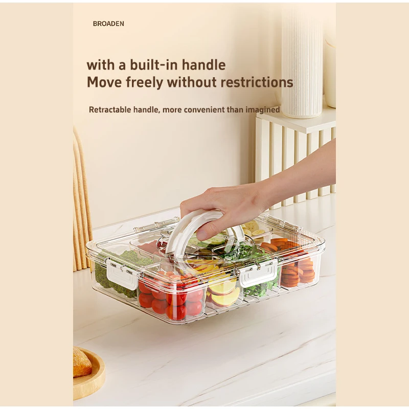 8-Grid Divided Plate with Lid Food Storage Box Snack Box Fruit Storage Container Candy Fruits Nuts Clear Refrigerator Organizer