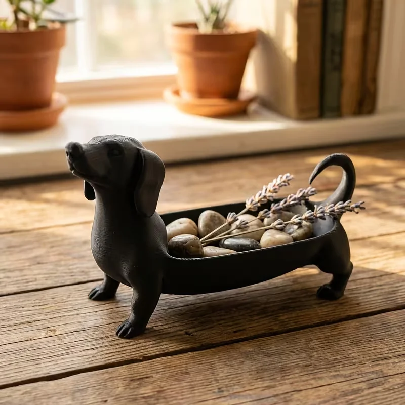 3D Printed Minimalist Dachshund Jewelry Tray — 3D Dachshund Design, Fun Instagram-Style Home Decor
