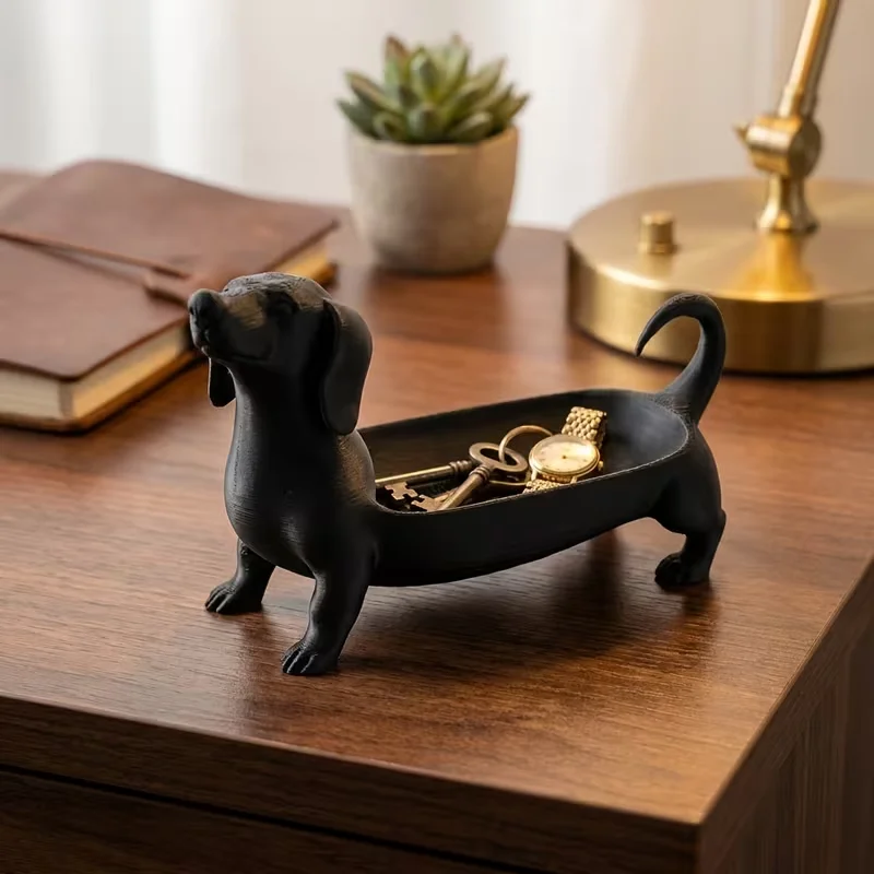 3D Printed Minimalist Dachshund Jewelry Tray — 3D Dachshund Design, Fun Instagram-Style Home Decor