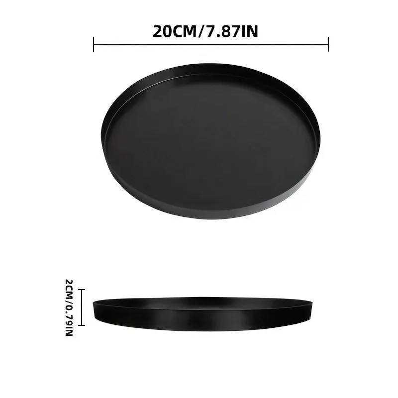 1pcBathroom Aromatherapy Tray  Living Room Desktop Tray Black Metal Round Multifunctional Desk Storage Rack