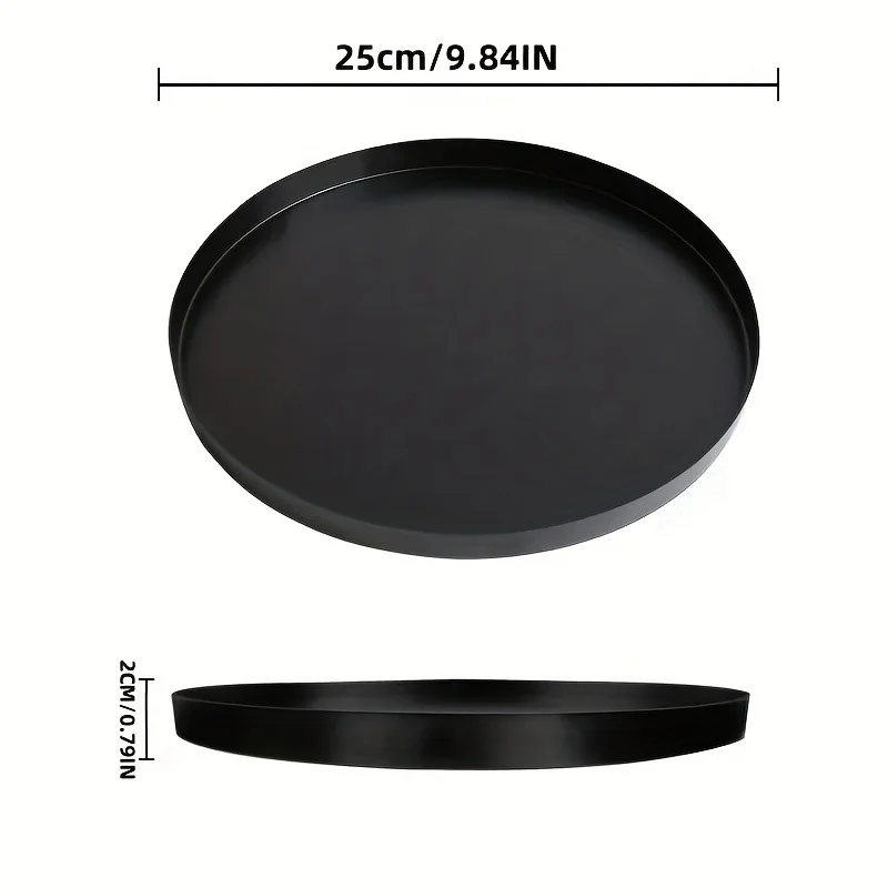 1pcBathroom Aromatherapy Tray  Living Room Desktop Tray Black Metal Round Multifunctional Desk Storage Rack