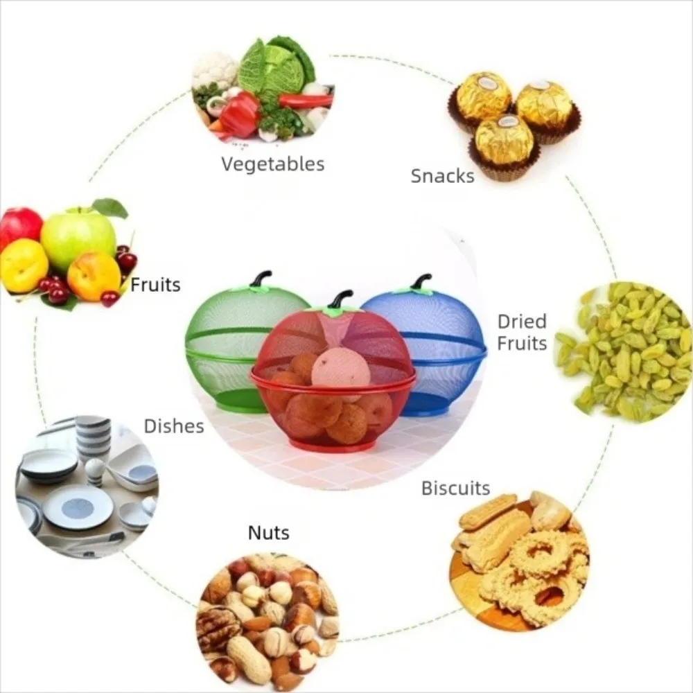 with Mesh Cover Metal Fruit Basket Moisture Resistant multifunctional Kitchen Storage Rack Easy To Clean Fruit Bowl Kitchen