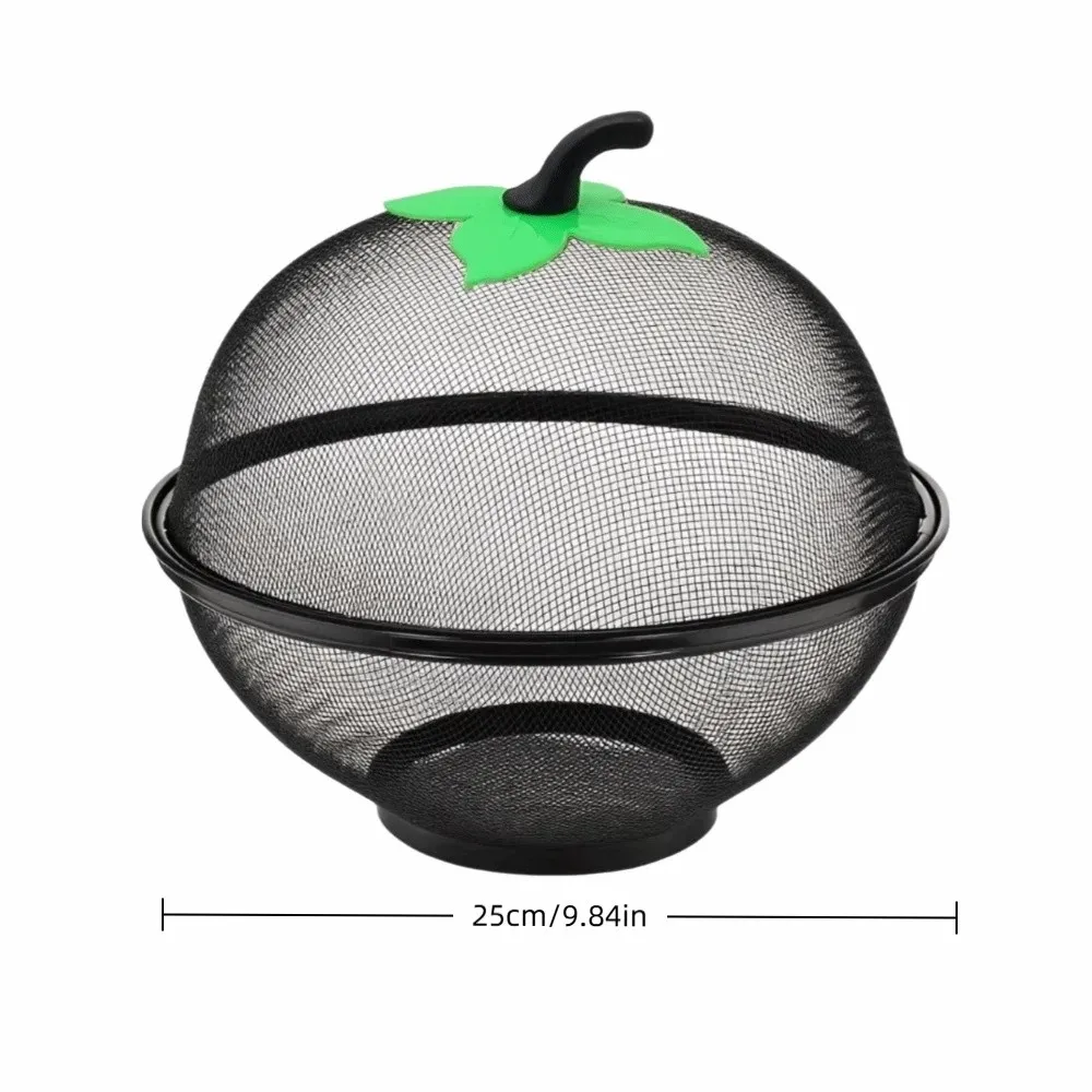 with Mesh Cover Metal Fruit Basket Moisture Resistant multifunctional Kitchen Storage Rack Easy To Clean Fruit Bowl Kitchen