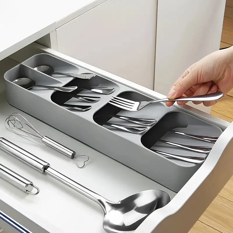 Multi-purpose Cutlery Storage Tray Cutlery Fork Spoon Compartmentalized Storage Box Kitchen Tableware Categorized Storage Boxes