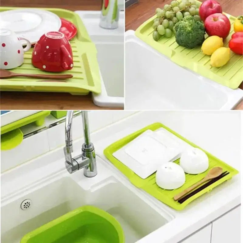 Drainer Sink Drying Rack Washing Display Sorting Tray Multi-functional Kitchen Storage Tea Plate Home Plastic Fruit Organization