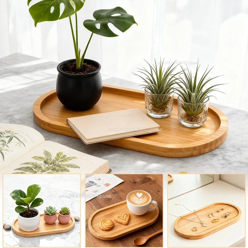 Flower Pot Tray Multi Bamboo Tray Wood Cup Pad Plant Pot Tray for Kitchen Decorative Plate Creative Coaster Coffee Cup Mat