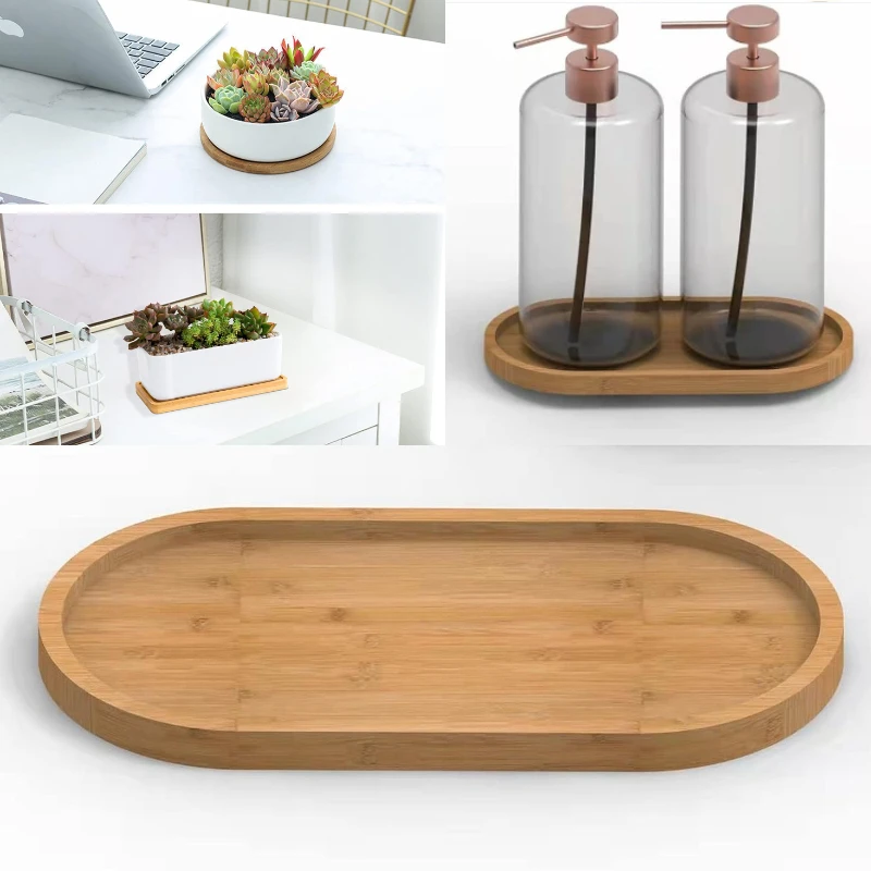 Flower Pot Tray Multi Bamboo Tray Wood Cup Pad Plant Pot Tray for Kitchen Decorative Plate Creative Coaster Coffee Cup Mat
