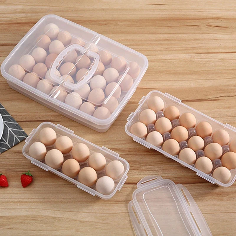 10/18/34 Grid Kitchen Handheld Egg Storage Box for Refrigerator Egg Sorting Rack Home Egg Storage Tray Freshness Box