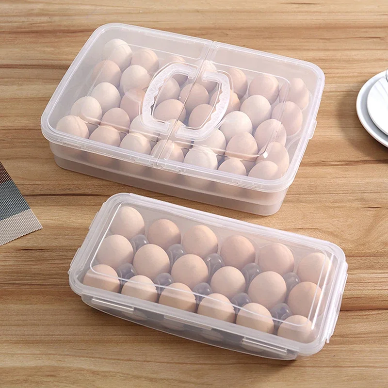 10/18/34 Grid Kitchen Handheld Egg Storage Box for Refrigerator Egg Sorting Rack Home Egg Storage Tray Freshness Box