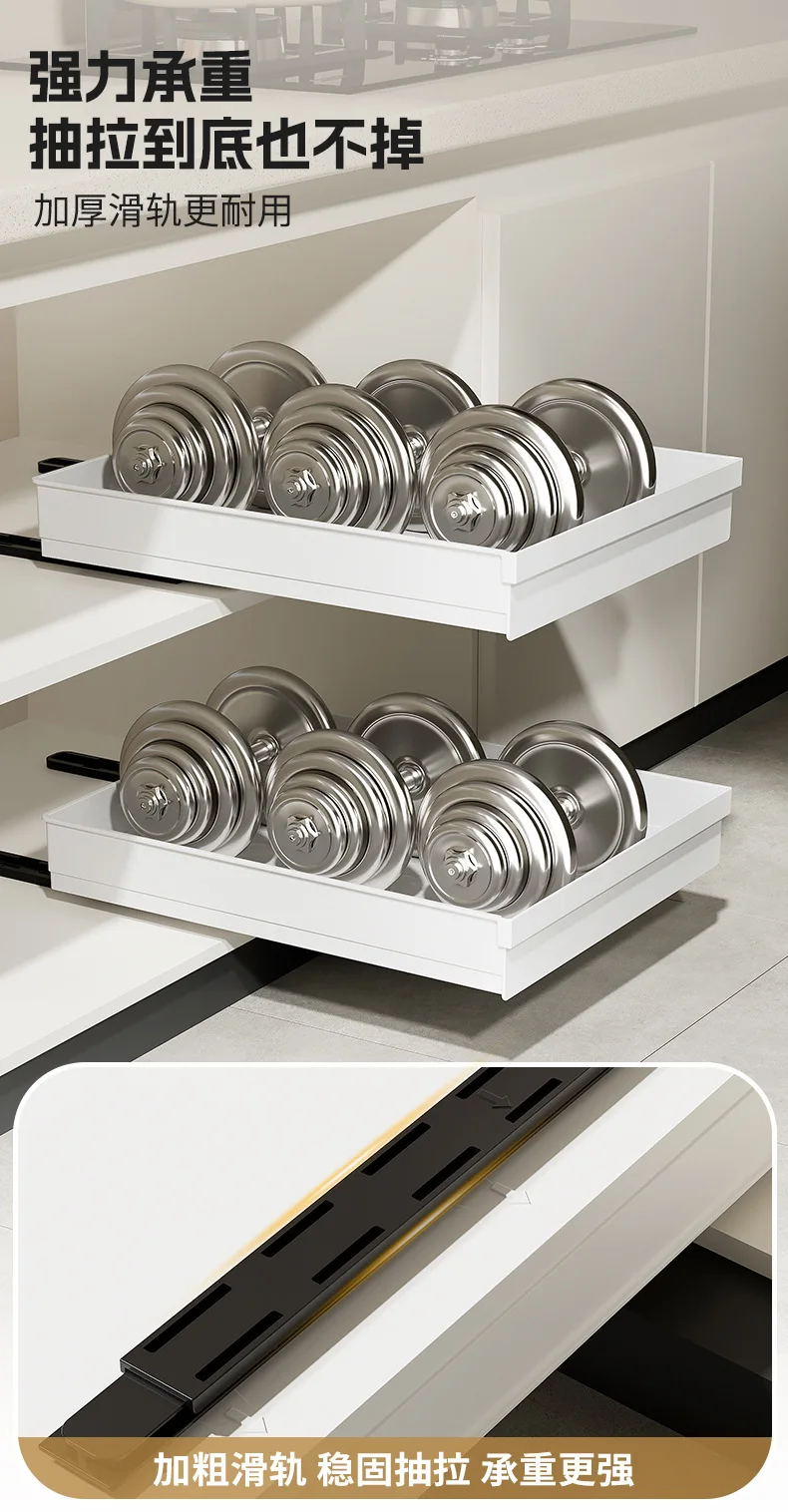 No-Drill Magic Tray Heavy-duty slide-out organizer for cabinets/sinks. Easy install, huge space saver! Perfect for tiny homes