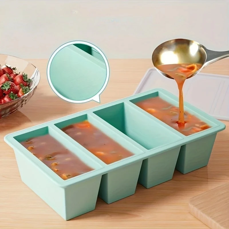 1Pc Rectangular Ice Cube Mold Set with Lid Stackable Freezer Trays for Bottles Beverages Long Cubes Mould Kitchen Items