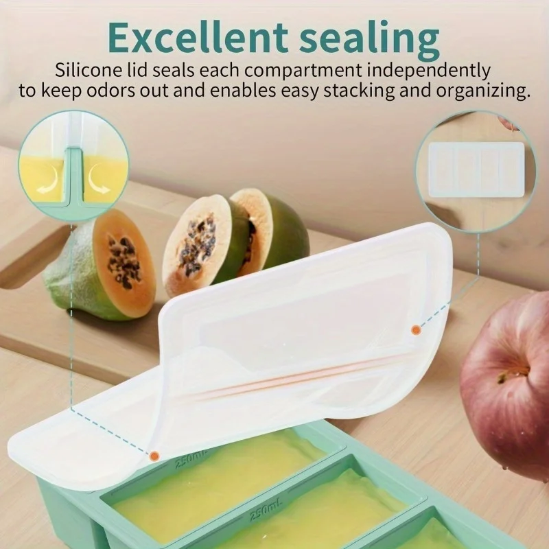 1Pc Rectangular Ice Cube Mold Set with Lid Stackable Freezer Trays for Bottles Beverages Long Cubes Mould Kitchen Items