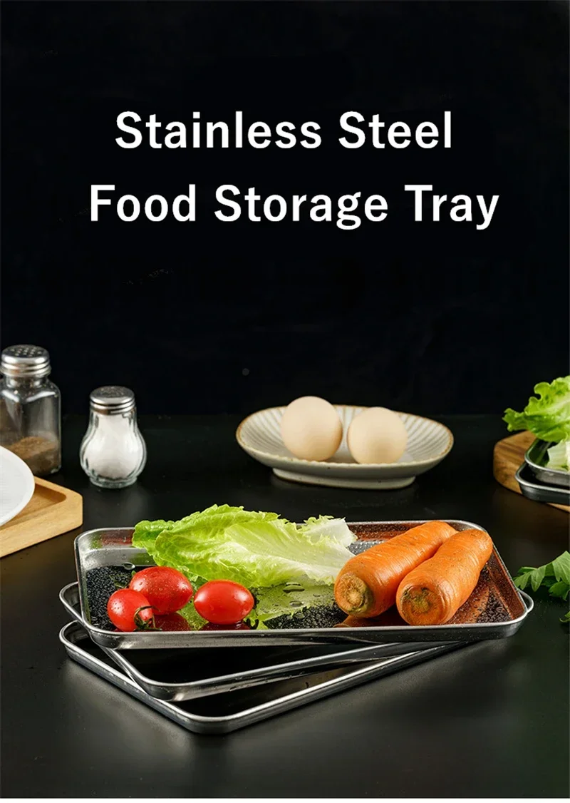 Metal Food Serving Plate Kitchen Organizer Trays Rectangle Stainless Steel Tray Buffet Presentation TraysDecorative Kitchenware