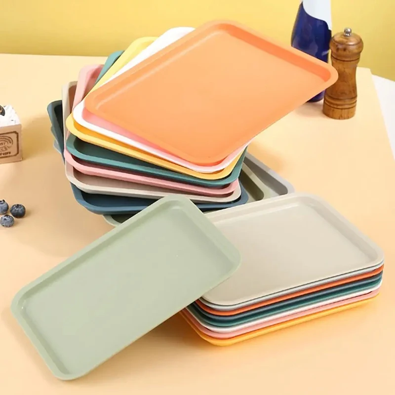 Rectangular Pallet Nordic Plastic Food Serving Tray Multiple Colors Storage Tray Household Kitchen Fruit Dessert Tray