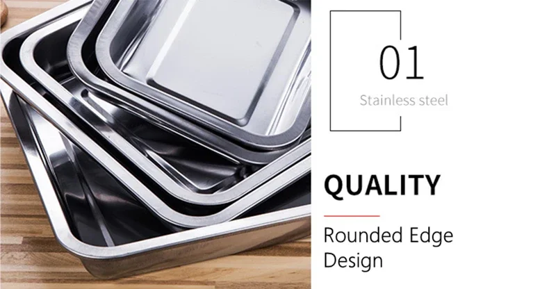 316 Stainless Steel Barbecue Tea Storage Serving Trays Rectangle Steamed Rice Sausage Plate Grill Meat Restaurant Metal Utensils