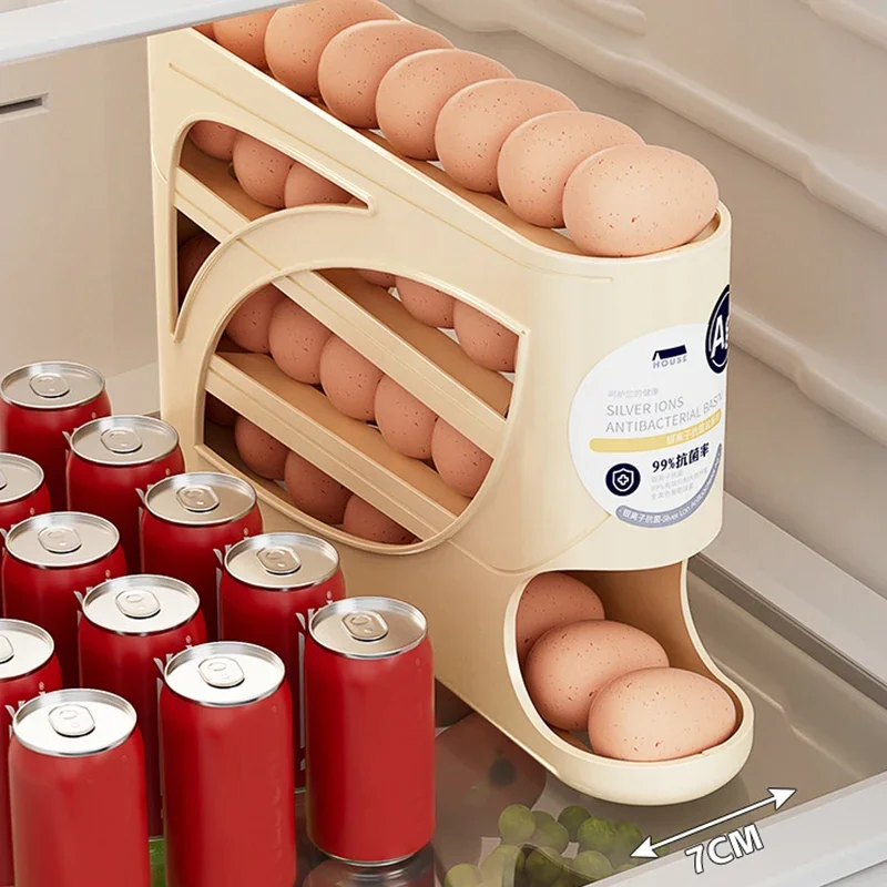 Automatic Rolling 4 Tier Egg Holder Dispenser Refrigerator Egg Storage Container Practical Kitchen Fridge Home Egg Storage Rack