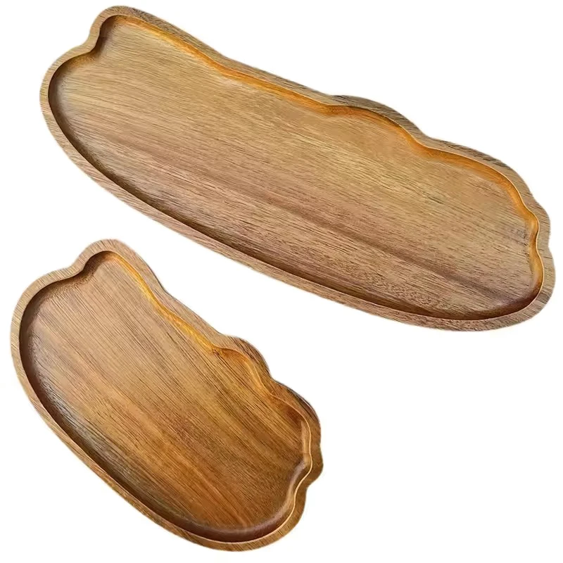 Wood Decorative Bread Snack Cake Food Dish Trays Tableware Japanese Style Wooden Tea Coffee Tray Fruit Dessert Candy Plate