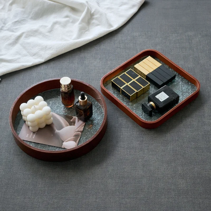 Table Organizer Tray Storage Tray Walnut Wood Tray For Cutlery Serving Spoons Cooking Utensils Teapot Teacup Snack 