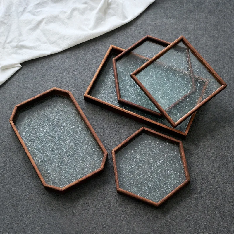 Table Organizer Tray Storage Tray Walnut Wood Tray For Cutlery Serving Spoons Cooking Utensils Teapot Teacup Snack 