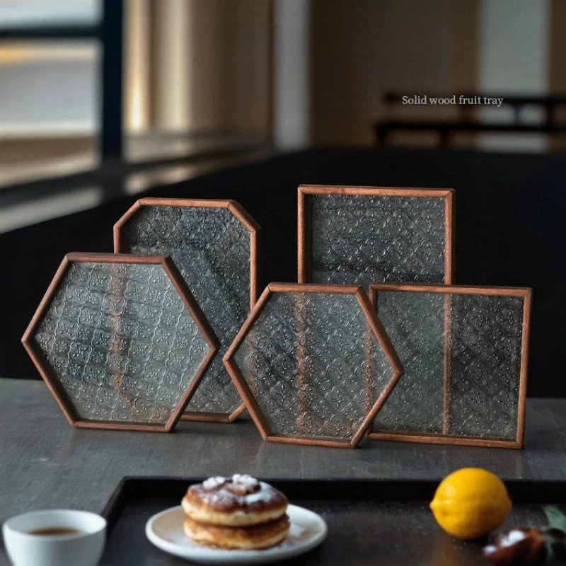 Table Organizer Tray Storage Tray Walnut Wood Tray For Cutlery Serving Spoons Cooking Utensils Teapot Teacup Snack 