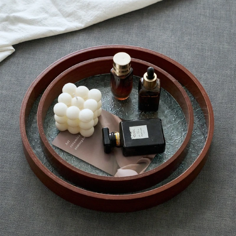 Table Organizer Tray Storage Tray Walnut Wood Tray For Cutlery Serving Spoons Cooking Utensils Teapot Teacup Snack 