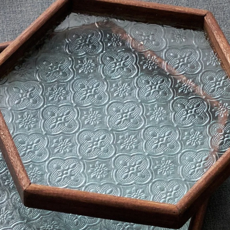 Table Organizer Tray Storage Tray Walnut Wood Tray For Cutlery Serving Spoons Cooking Utensils Teapot Teacup Snack 