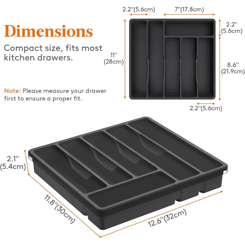 Covered Kitchen Drawer and Countertop Utensil Tray Plastic Cutlery and Cutlery Storage Push Top Storage Containers for Pantry