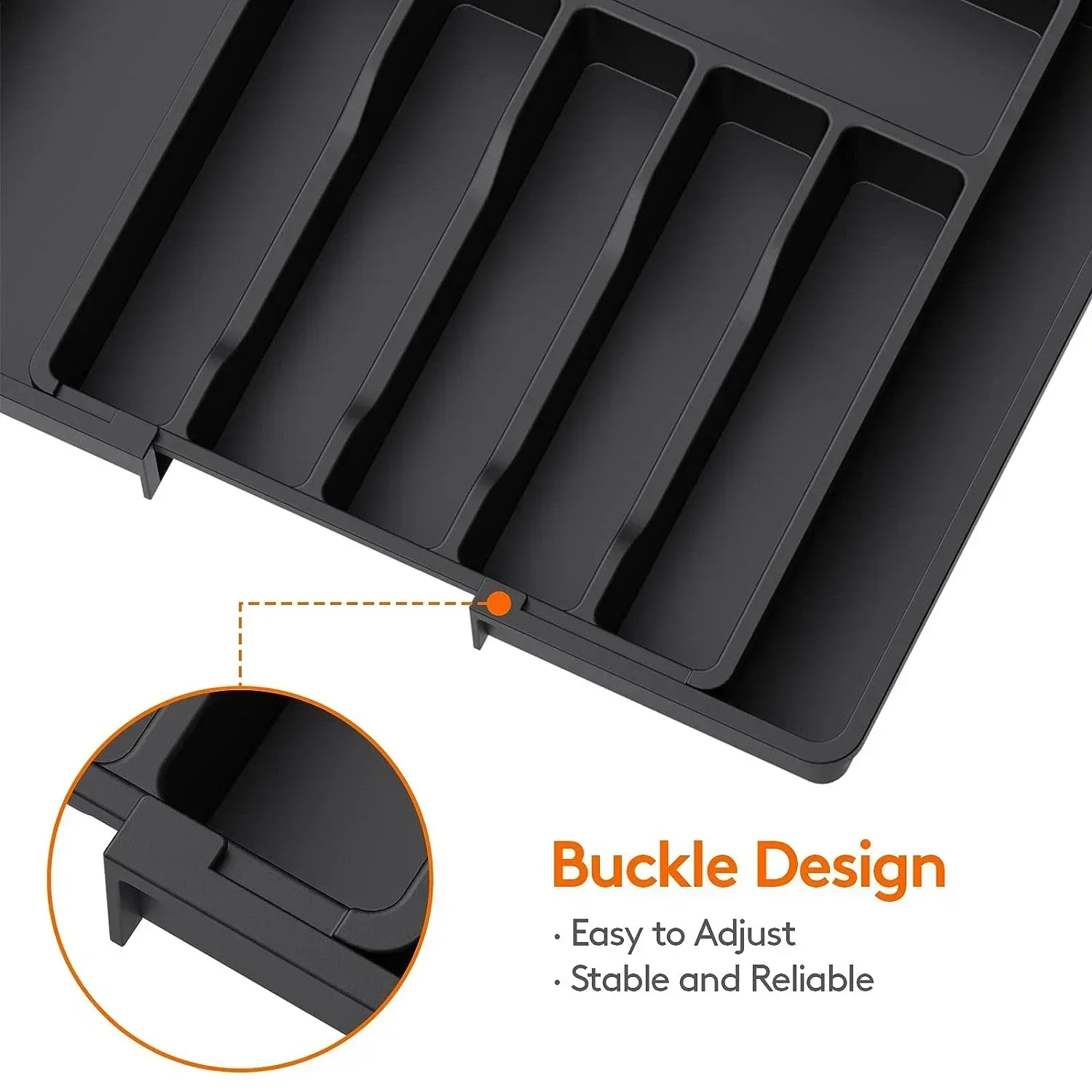Upgraded Plastic Storage Tray, New Adjustable Cutlery Organizer, Cutlery Drawer Organizer with Compartment Slots
